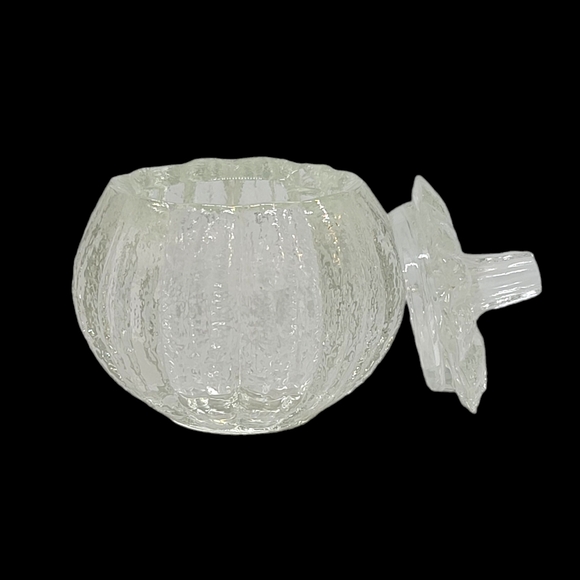 Avon Vintage 1982 Harvest Glow Candle Holder Heavy Glass Pumpkin with Lid - Picture 6 of 12
